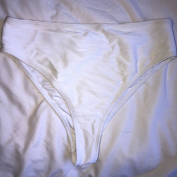 Highwaisted ribbed white bikini bottoms - Picture 1 of 2